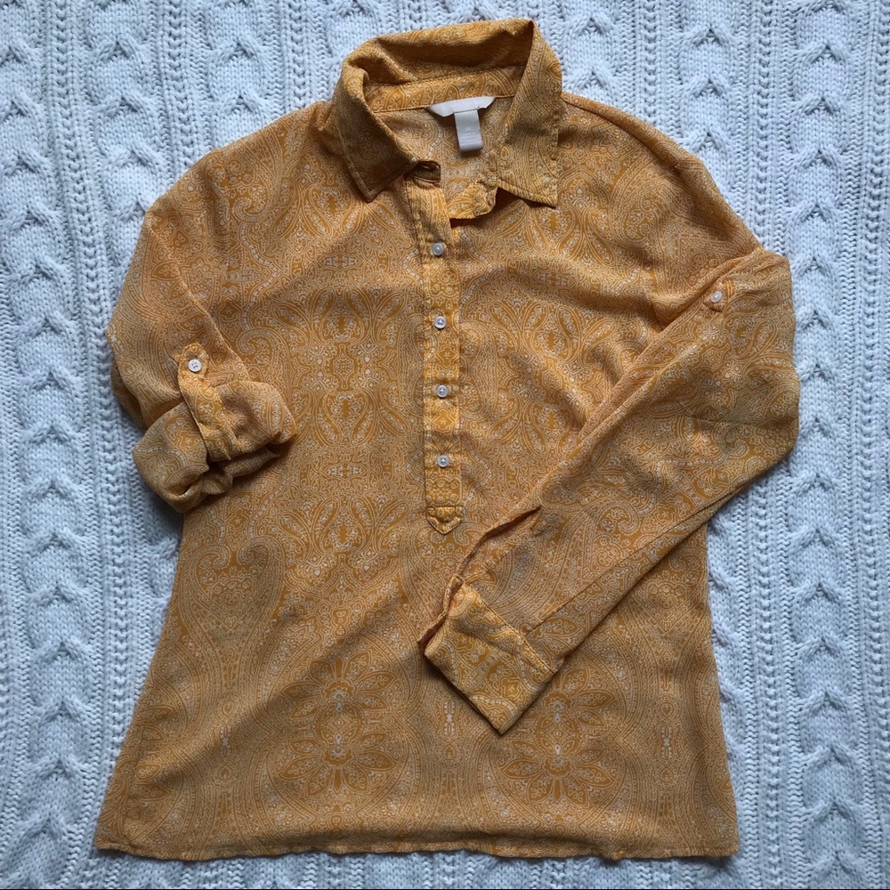 Banana Republic Yellow Pop Over Blouse